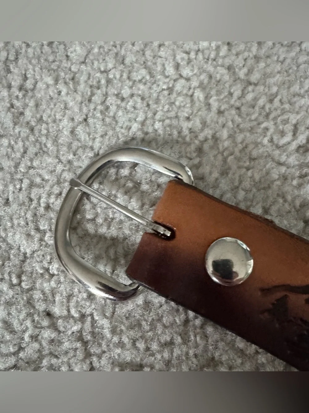 Trucker Mack / Semi Truck Mountain Outdoors Scene Brown Vintage Leather Belt